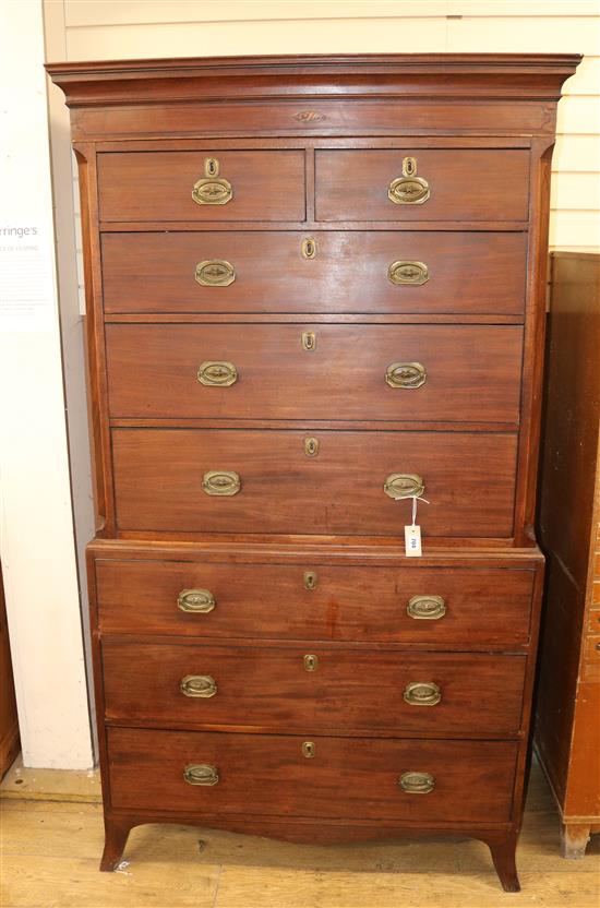 A George III inlaid mahogany tallboy W.107cm